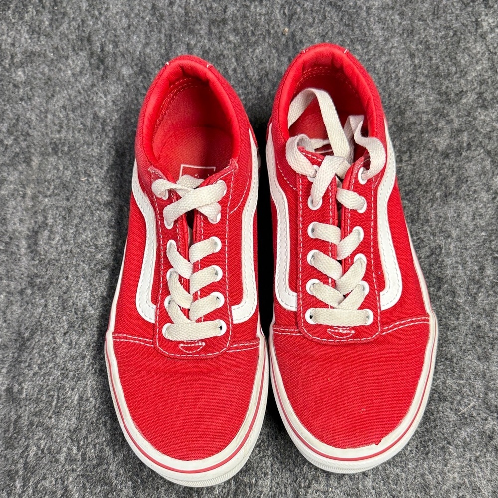 Vans Red and White Classic Sneakers Youth size 1 - Picture 3 of 5